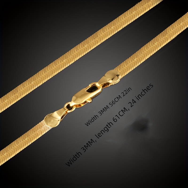 Plated Flat Herringbone Snake Bone Necklace